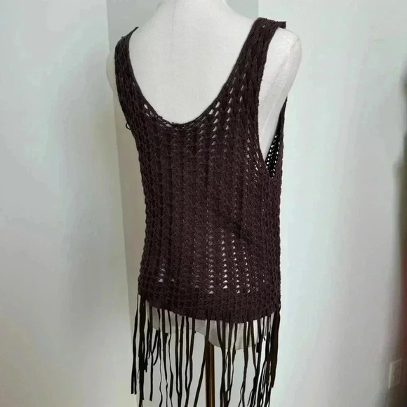 Y2K crochet western faux leather details  top coastal cowgirl boho S - Picture 4 of 4